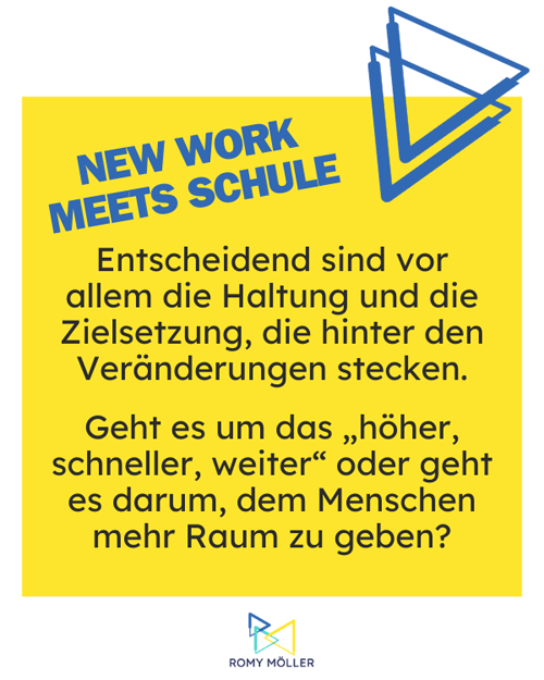 New Work Schule: Neues Arbeiten ist möglich. Vielleicht ist es auch dein Ziel, Schule zu einem Ort der Potenzialentfaltung für die Mitarbeitenden und Schüler:innen zu machen. Was dafür wichtig ist, erfährst du in diesem Blogartikel.