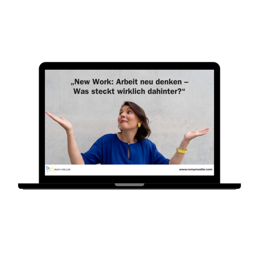 Webinar New Work: Erfahre in diesem kostenlosen Impuls, was wirklich hinter diesem Begriff steckt. Auf dem Bild ist ein Laptop zu sehen.